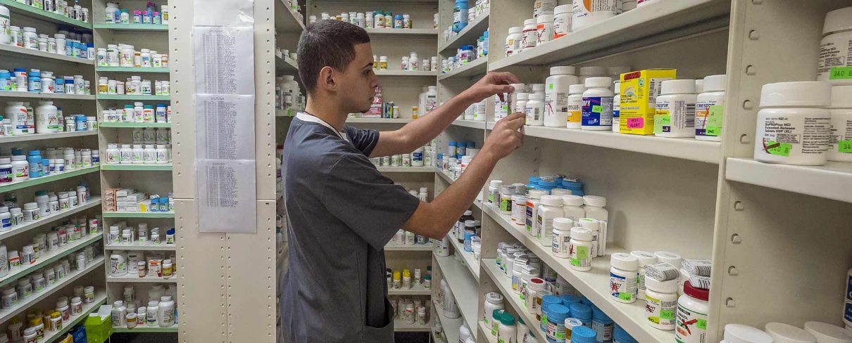 decorative image of medicine in a pharmacy